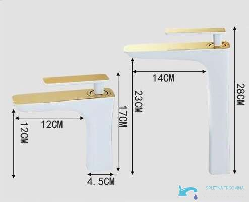 Misure del rubinetto da bagno GU2239 nelle versioni da 17 e 28 cm