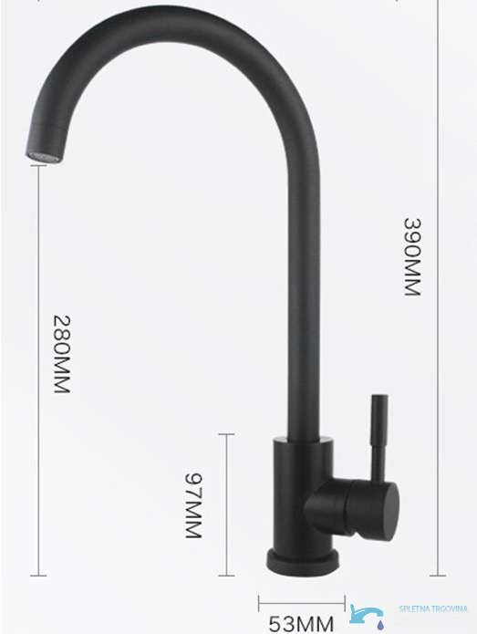 Misure del rubinetto da cucina BK1343 alto 390 mm