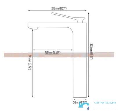 Dimensioni della versione compatta del miscelatore per lavabo EYN CKB2241