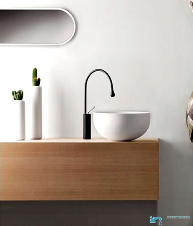 VB1116P - miscelatore lavabo nero, rubinetto per lavabo da appoggio