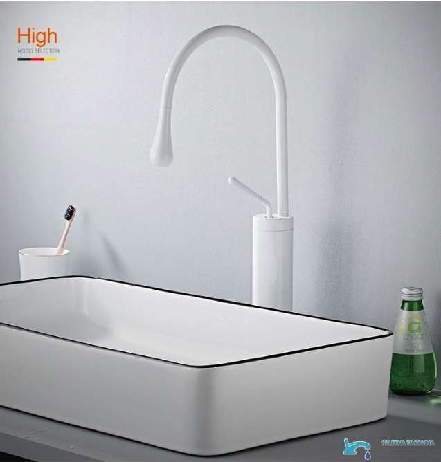 Miscelatore per lavabo VB1116P bianco opaco con leva laterale monocomando