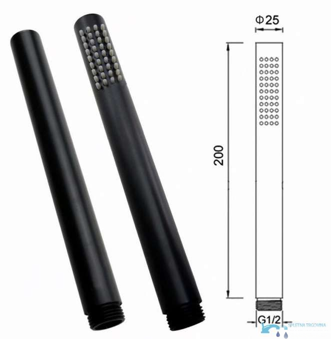 Doccetta metallica CP1551black lunga 20 cm con collegamento G1/2