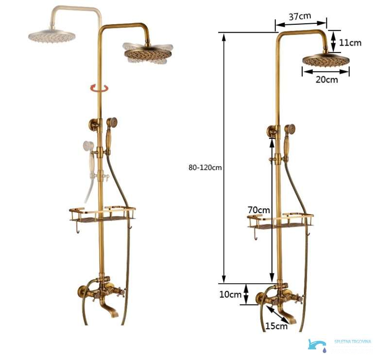 Misure del pannello doccia woo-13073 regolabile da 80 a 120 cm