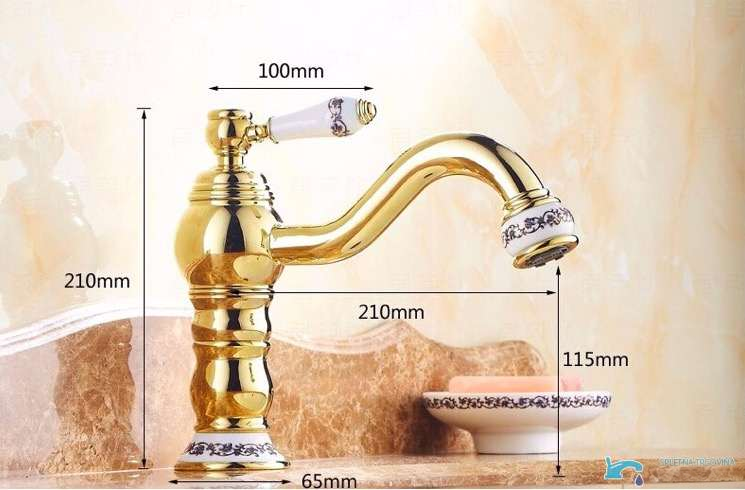 Dimensioni del rubinetto da bagno GB1523 con altezza e sporgenza di 210 mm