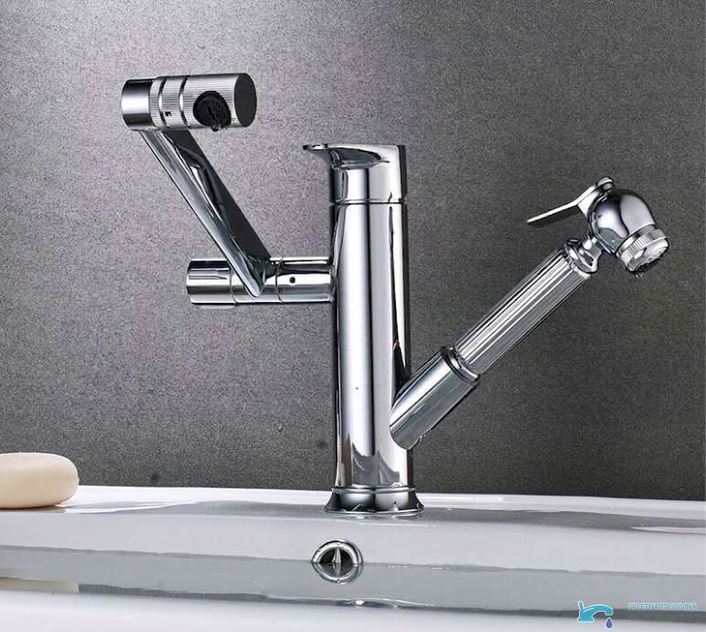 Rubinetto da bagno EYN BIO1546 cromato con bocca girevole e doccetta estraibile