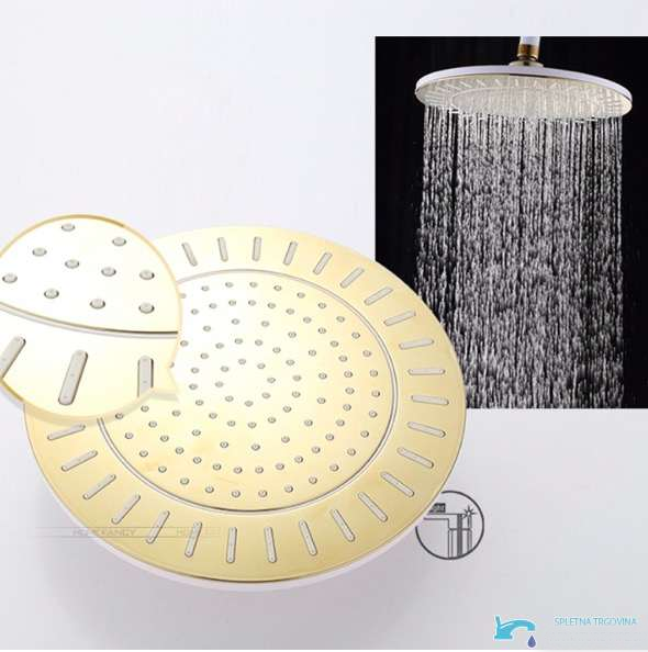 Soffione rotondo bianco e oro del pannello doccia EYN TAB1511 con ugelli centrali e periferici