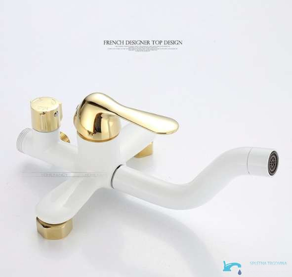 pannello doccia TAB1511 - pannello doccia esterno, sistema doccia bianco e oro