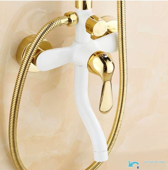 Pannello doccia esterno EYN TAB1511 in bianco lucido e oro lucido