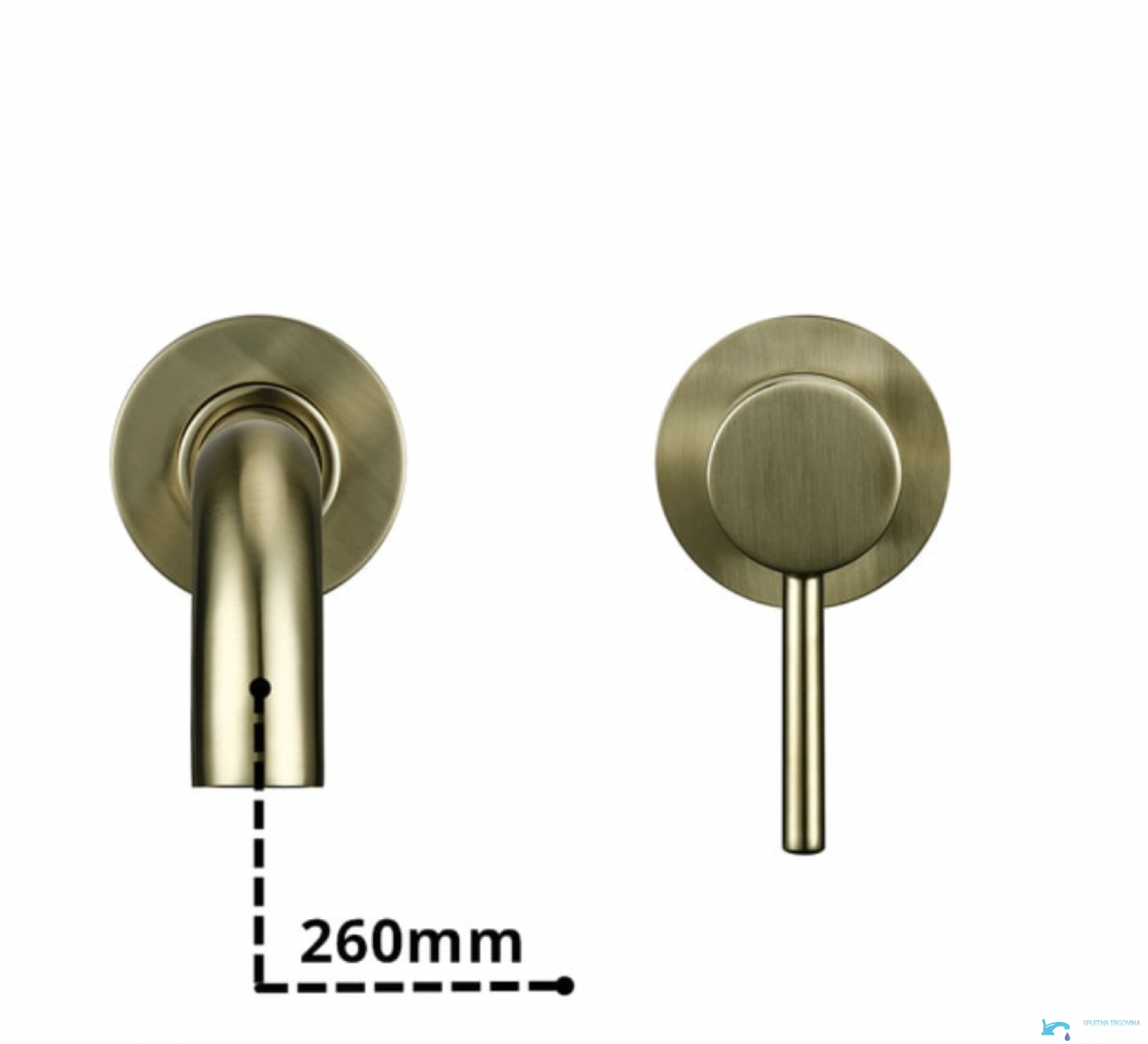 Rubinetto da bagno BGW1644 a parete con bocca dalla sporgenza di 26 cm