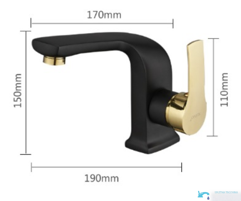 Disegno tecnico del miscelatore lavabo NB4009 con misure in millimetri