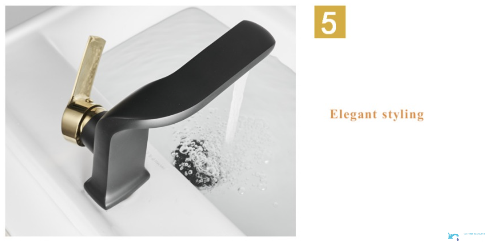 Miscelatore per lavabo EYN NB4009 da piano con bocca a cascata, disponibile in più finiture tra cui nero opaco e cromo