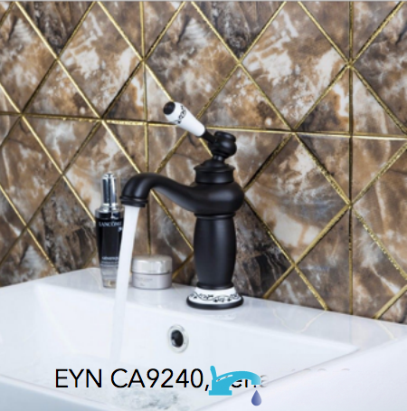 Rubinetto per lavabo EYN CA9240 nero opaco con leva di comando bianca
