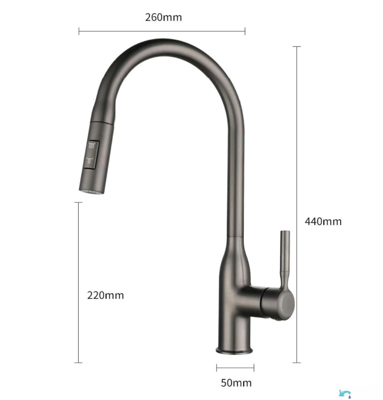 Rubinetto da cucina EYN KS15174 da piano con doccetta estraibile multigetto, bocca girevole e più finiture