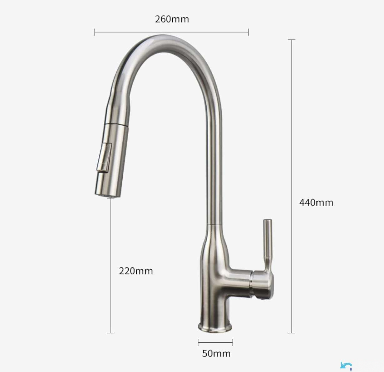Rubinetto da cucina EYN KS15174 da piano con doccetta estraibile multigetto, bocca girevole e più finiture