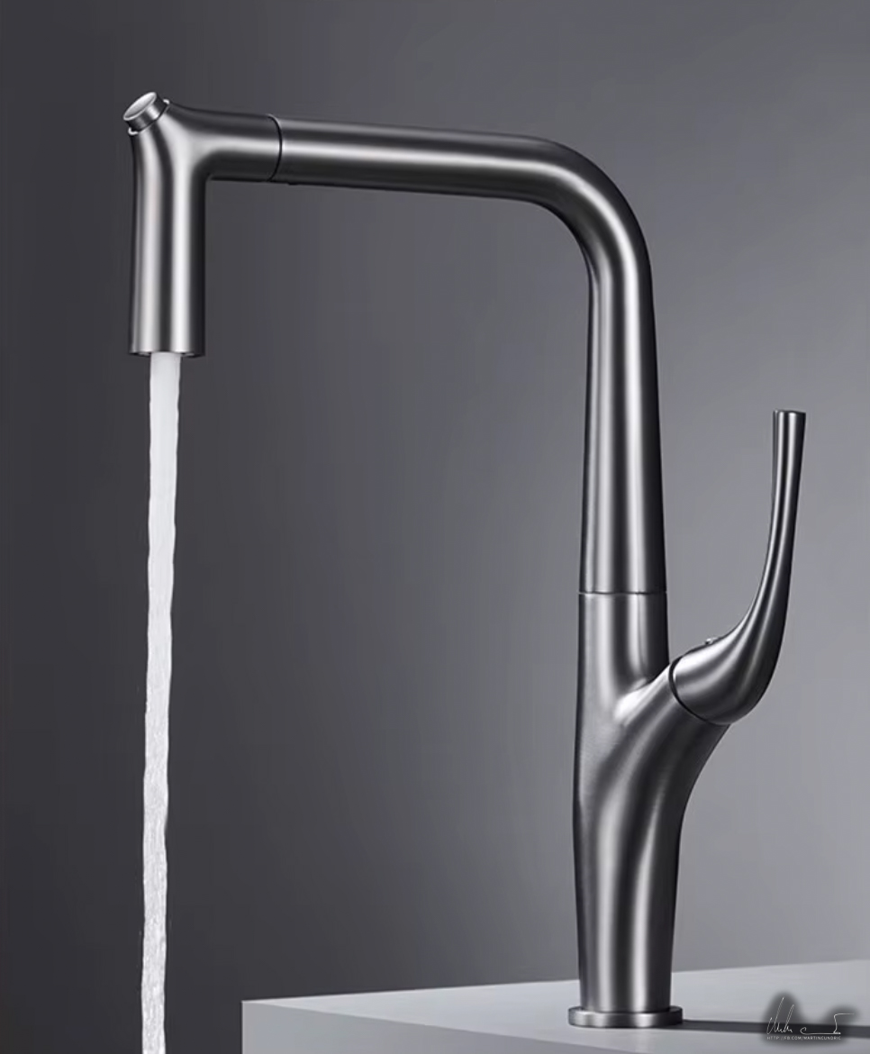 Küchenarmatur ELITE EDITION KF1013 mit hohem Auslauf und geschwungenem Bedienhebel
