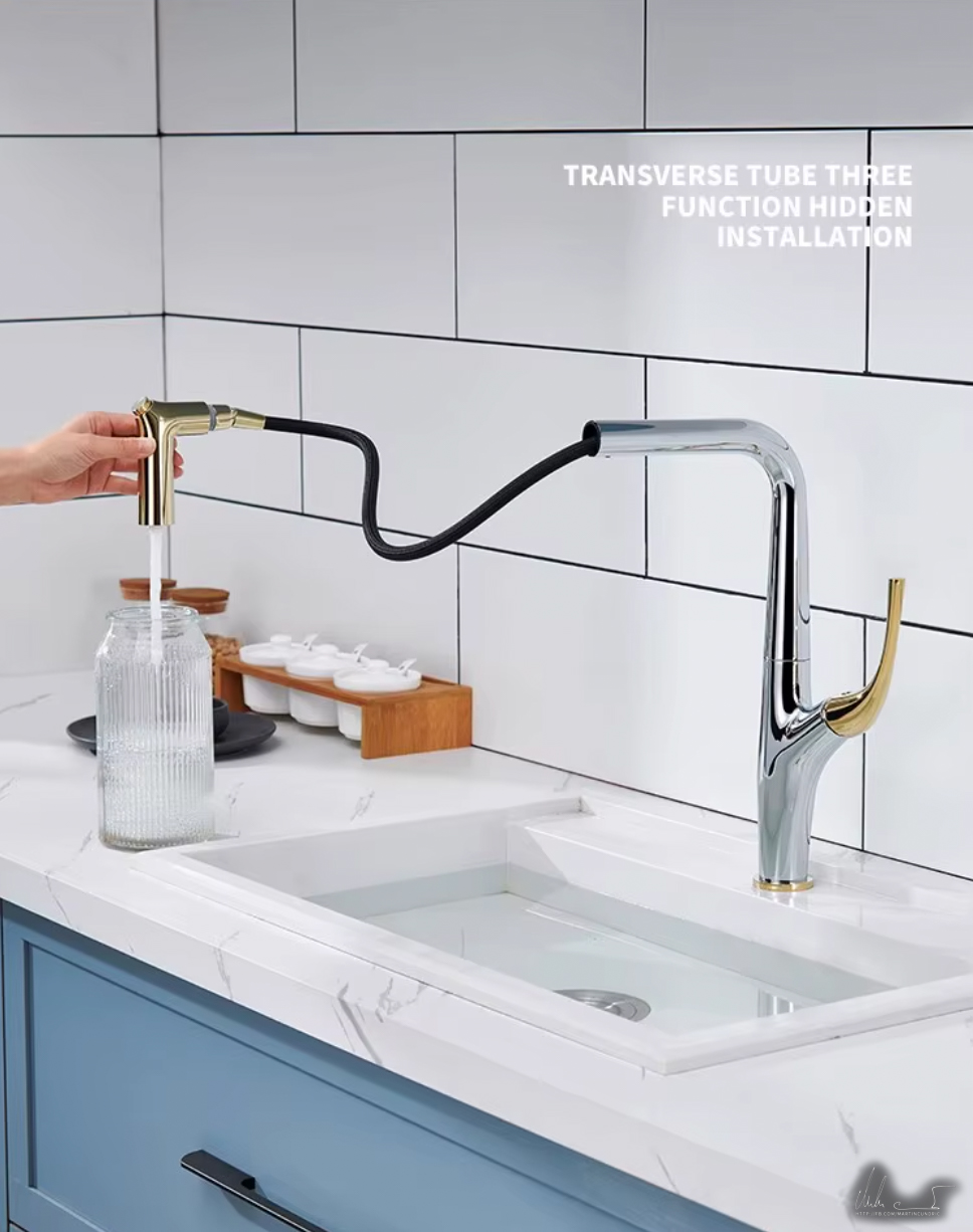 Küchenarmatur ELITE EDITION KF1013 im Einsatz an einer Spüle mit herausziehbarer Handbrause
