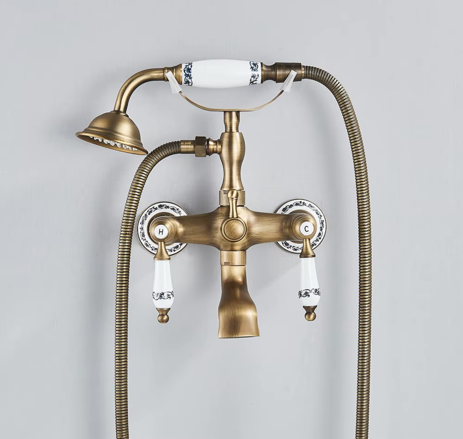 Rubinetto da vasca BBT1509 con due manopole in ceramica e deviatore centrale