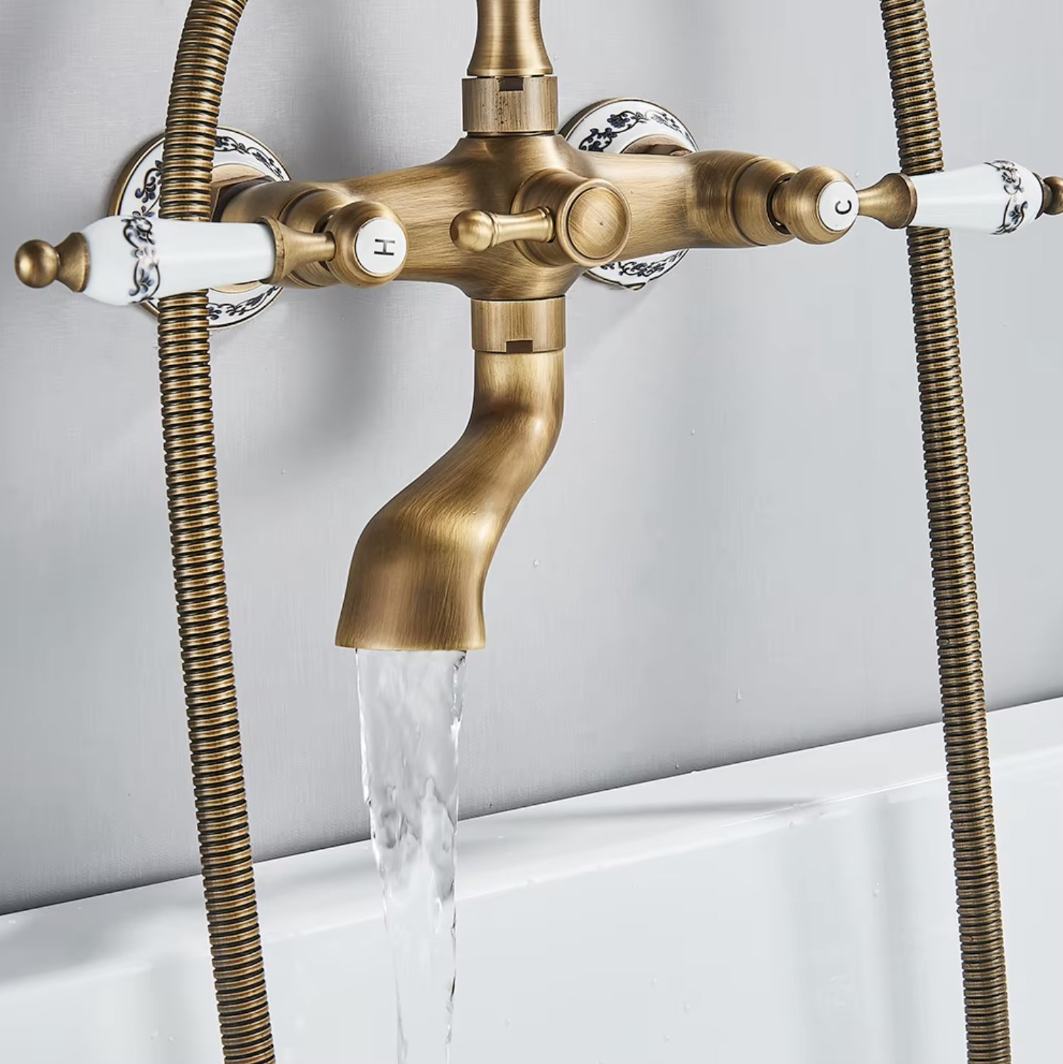Rubinetto vasca classico BBT1509 effetto ottone anticato spazzolato