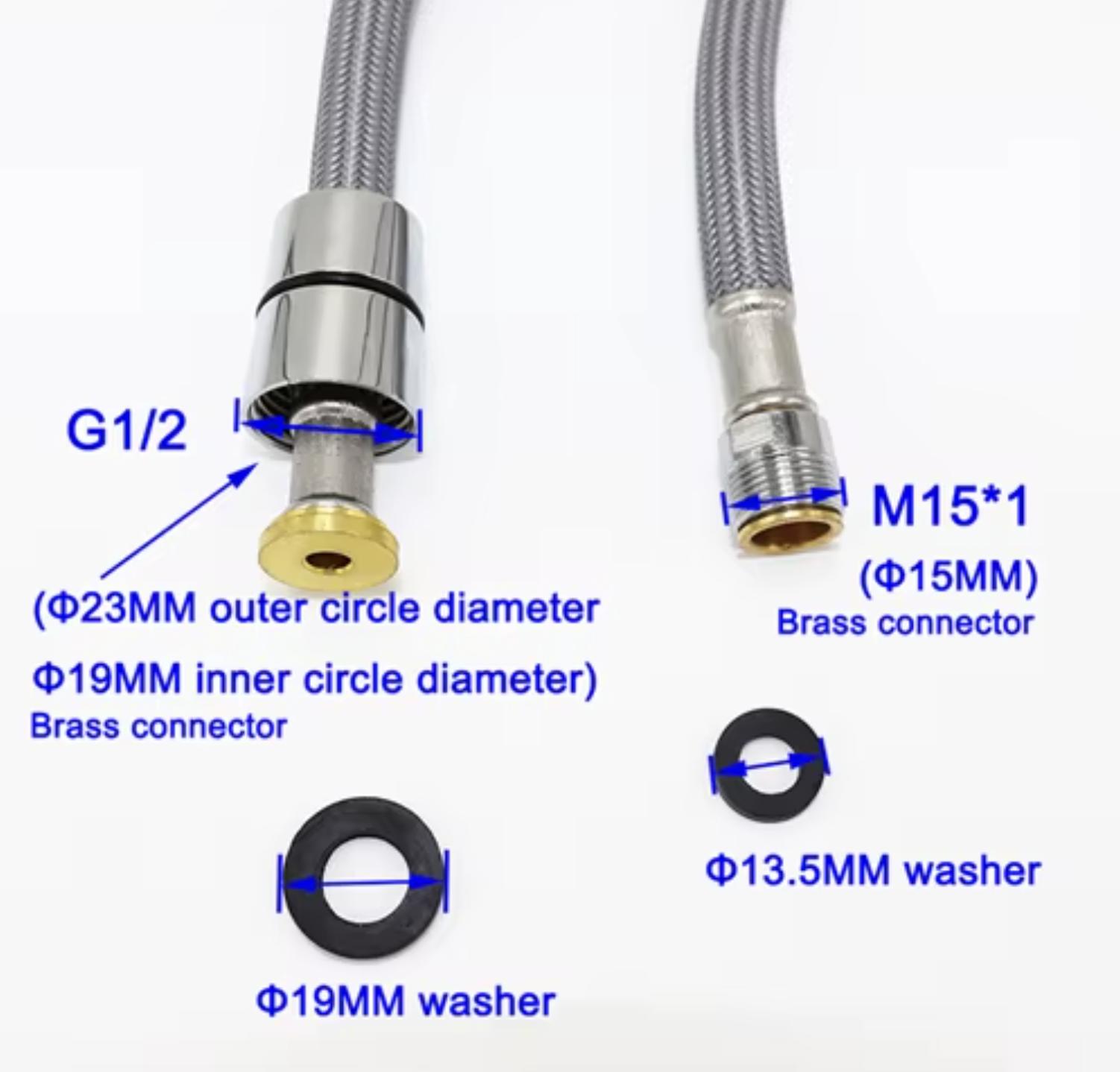 Misure dei raccordi G1/2 e M15×1 e delle guarnizioni DEL1350