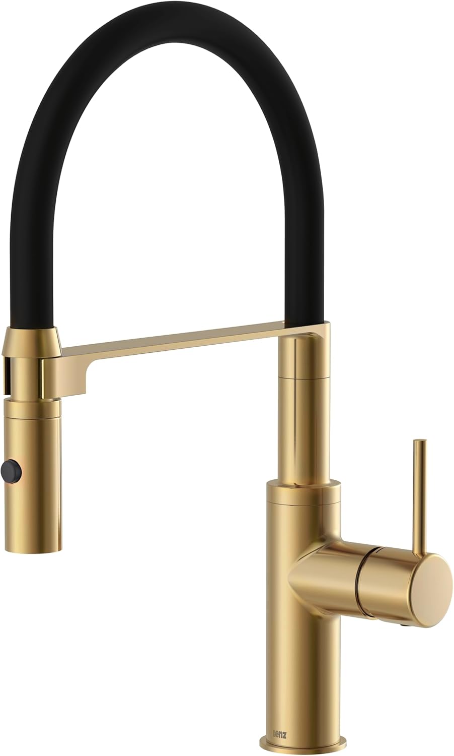 Rubinetto da cucina ELITE EDITION KF1445 in oro spazzolato con bocca flessibile nera