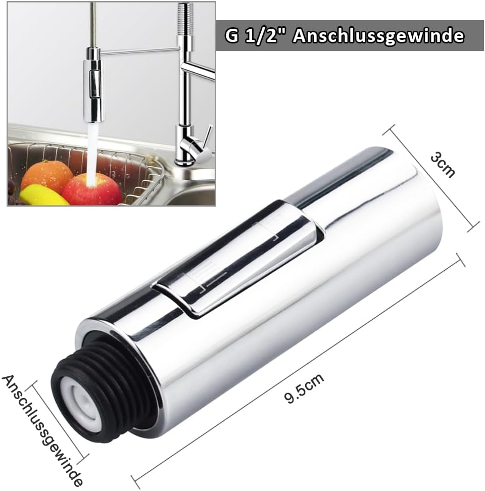 Dimensioni del soffione EYN KFH1152 a due modalità: 9,5 × 3 cm e raccordo G-1/2