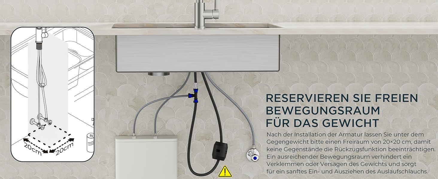 Low-Pressure Kitchen Tap, Single Lever Hot and Cold Water Tap, Tap with 3 Connections for Boilers, Suitable for Boilers and Under-Sink Boilers, Mat Zwart