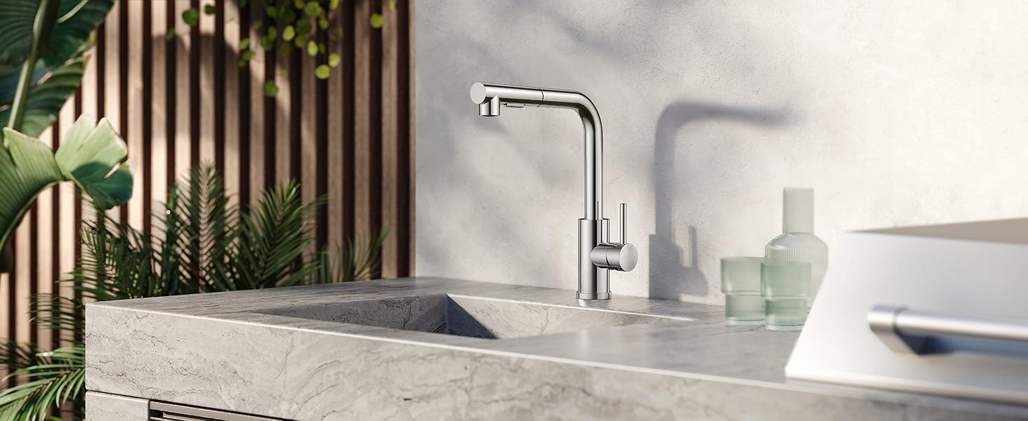 Low-Pressure Kitchen Tap, Single Lever Hot and Cold Water Tap, Tap with 3 Connections for Boilers, Suitable for Boilers and Under-Sink Boilers, Mat Zwart
