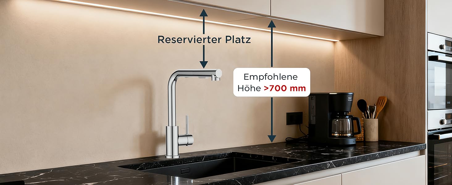 Low-Pressure Kitchen Tap, Single Lever Hot and Cold Water Tap, Tap with 3 Connections for Boilers, Suitable for Boilers and Under-Sink Boilers, Mat Zwart