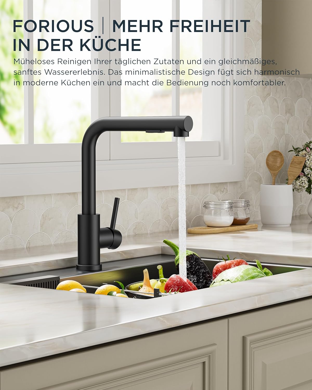 ELITE EDITION KFL2244 - Low-Pressure Kitchen Tap, Single Lever Hot and Cold Water Tap, Tap with 3 Connections for Boilers, Suitable for Boilers and Under-Sink Boilers, Mat Zwart