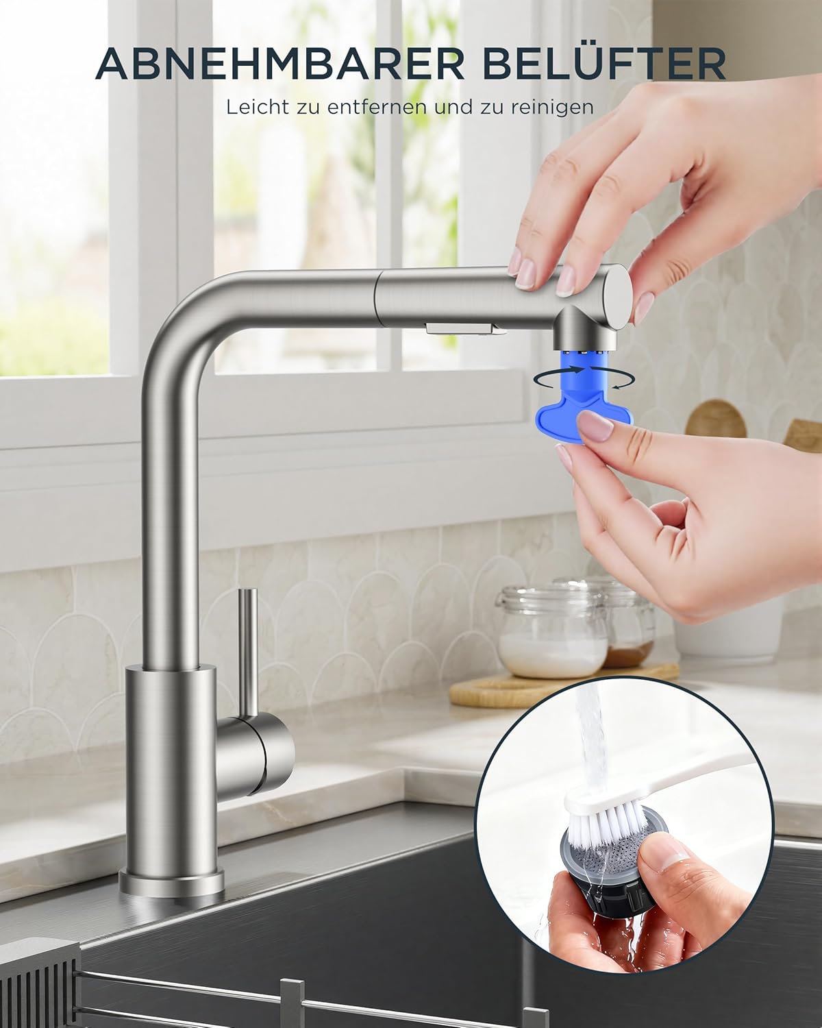 Low-Pressure Kitchen Tap, Single Lever Hot and Cold Water Tap, Tap with 3 Connections for Boilers, Suitable for Boilers and Under-Sink Boilers, Mat Zwart