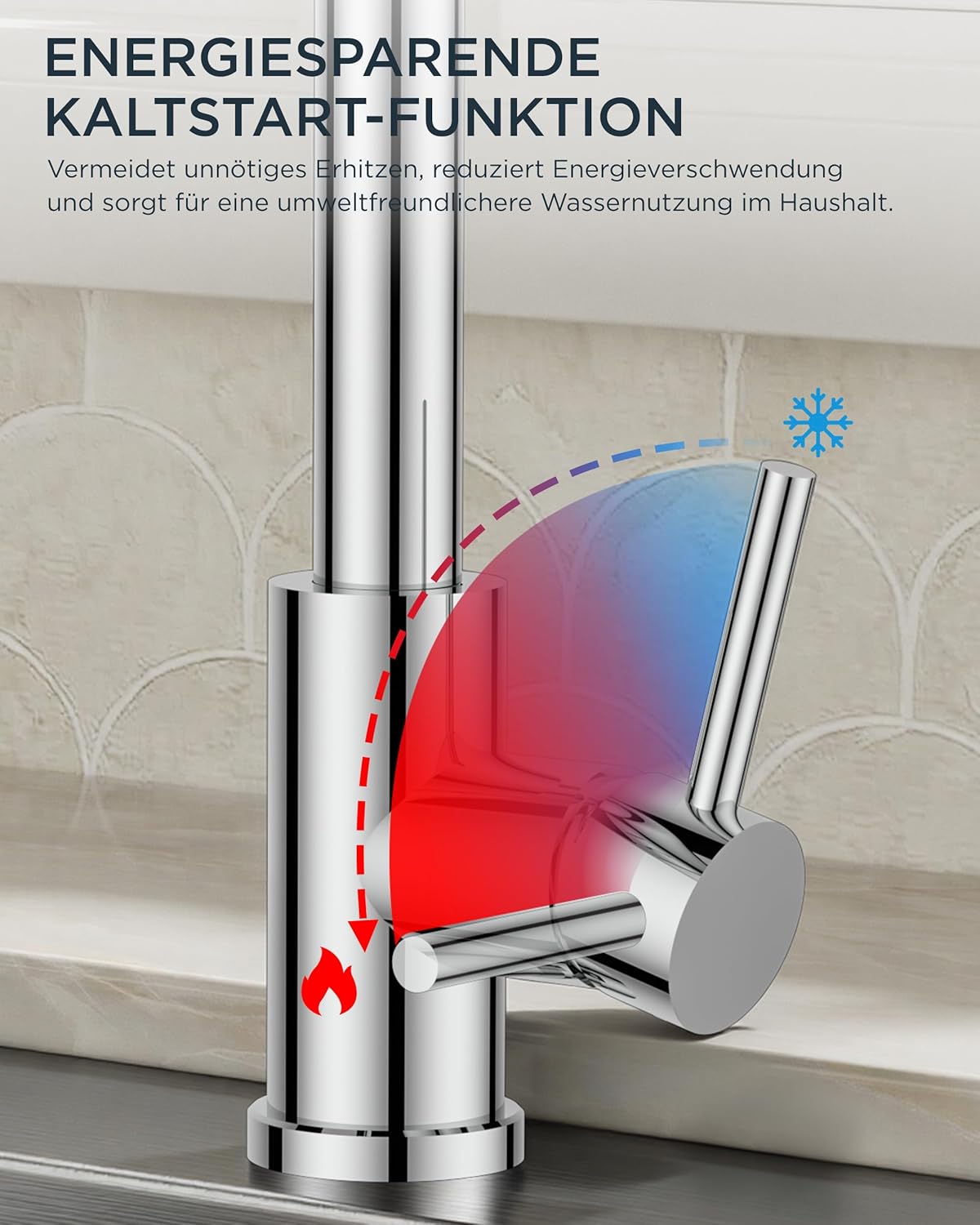 Low-Pressure Kitchen Tap, Single Lever Hot and Cold Water Tap, Tap with 3 Connections for Boilers, Suitable for Boilers and Under-Sink Boilers, Mat Zwart