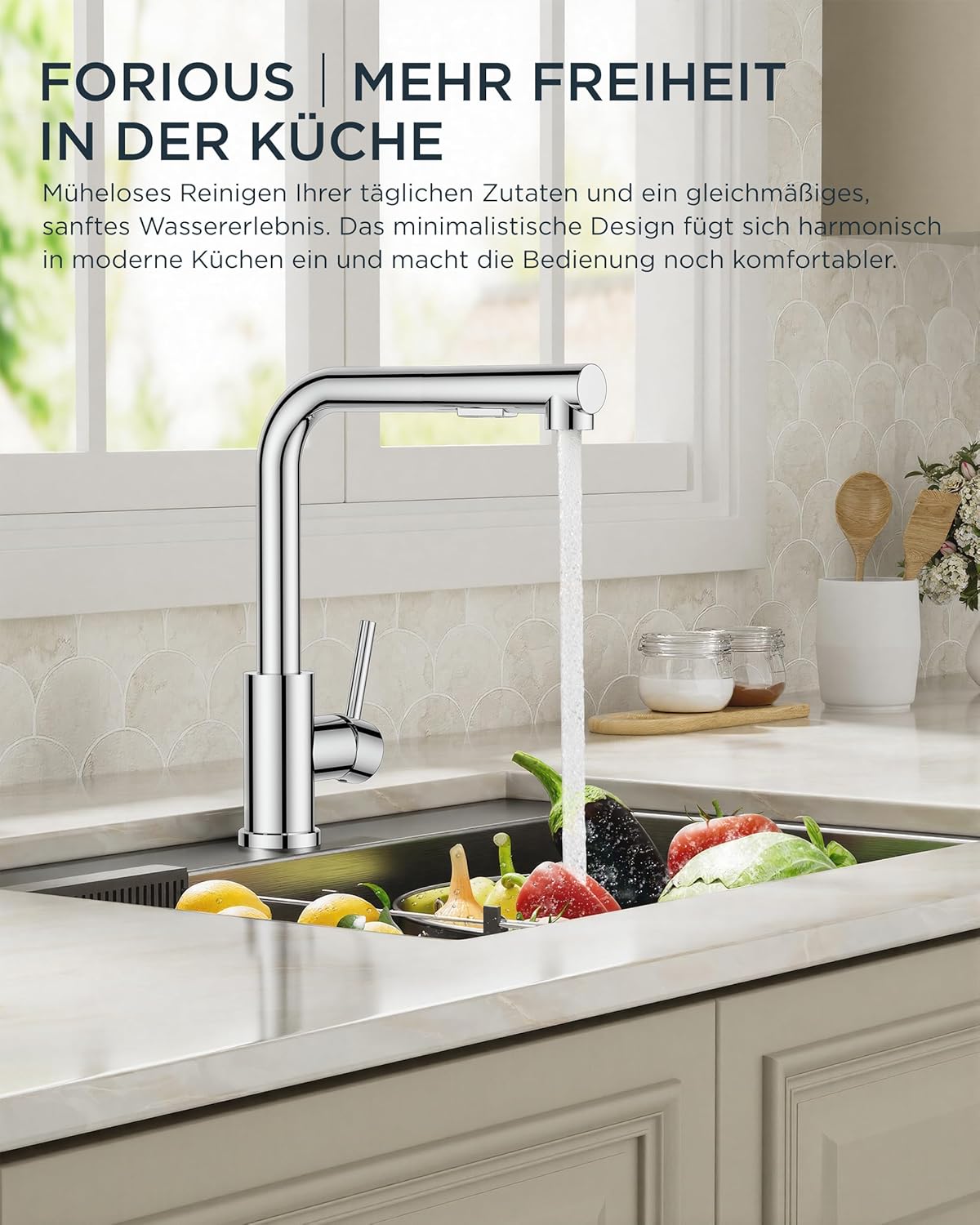 Low-Pressure Kitchen Tap, Single Lever Hot and Cold Water Tap, Tap with 3 Connections for Boilers, Suitable for Boilers and Under-Sink Boilers, Mat Zwart