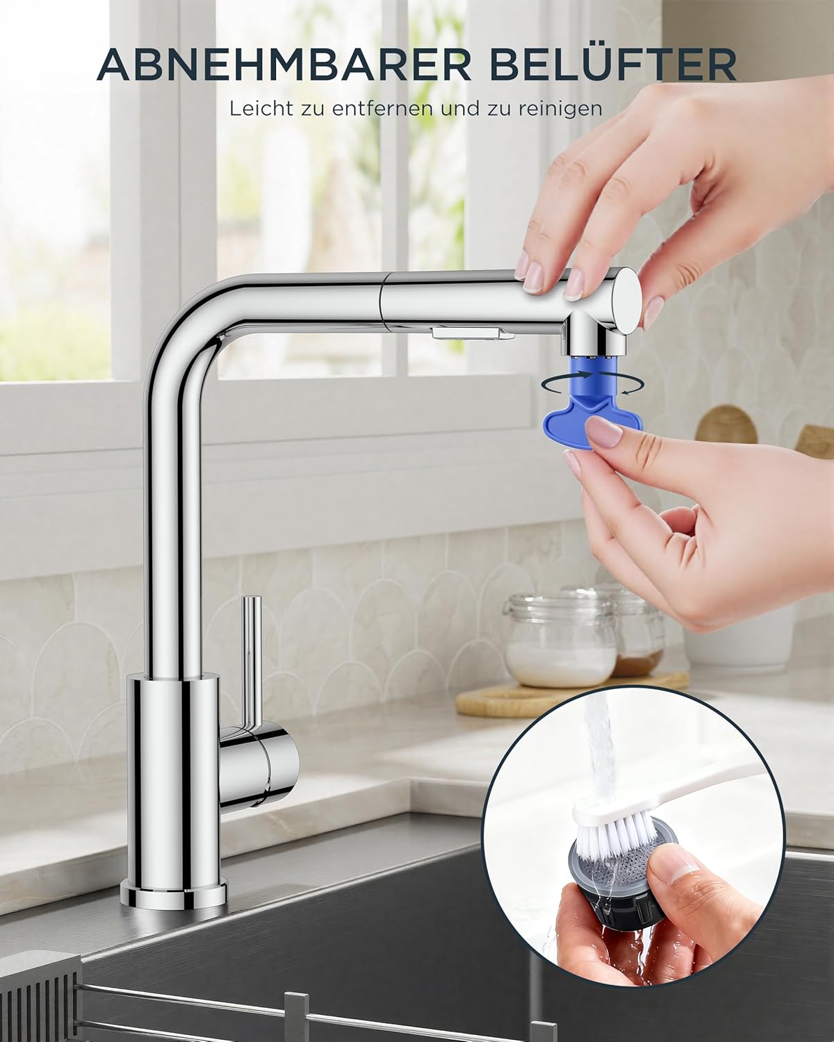 Low-Pressure Kitchen Tap, Single Lever Hot and Cold Water Tap, Tap with 3 Connections for Boilers, Suitable for Boilers and Under-Sink Boilers, Mat Zwart