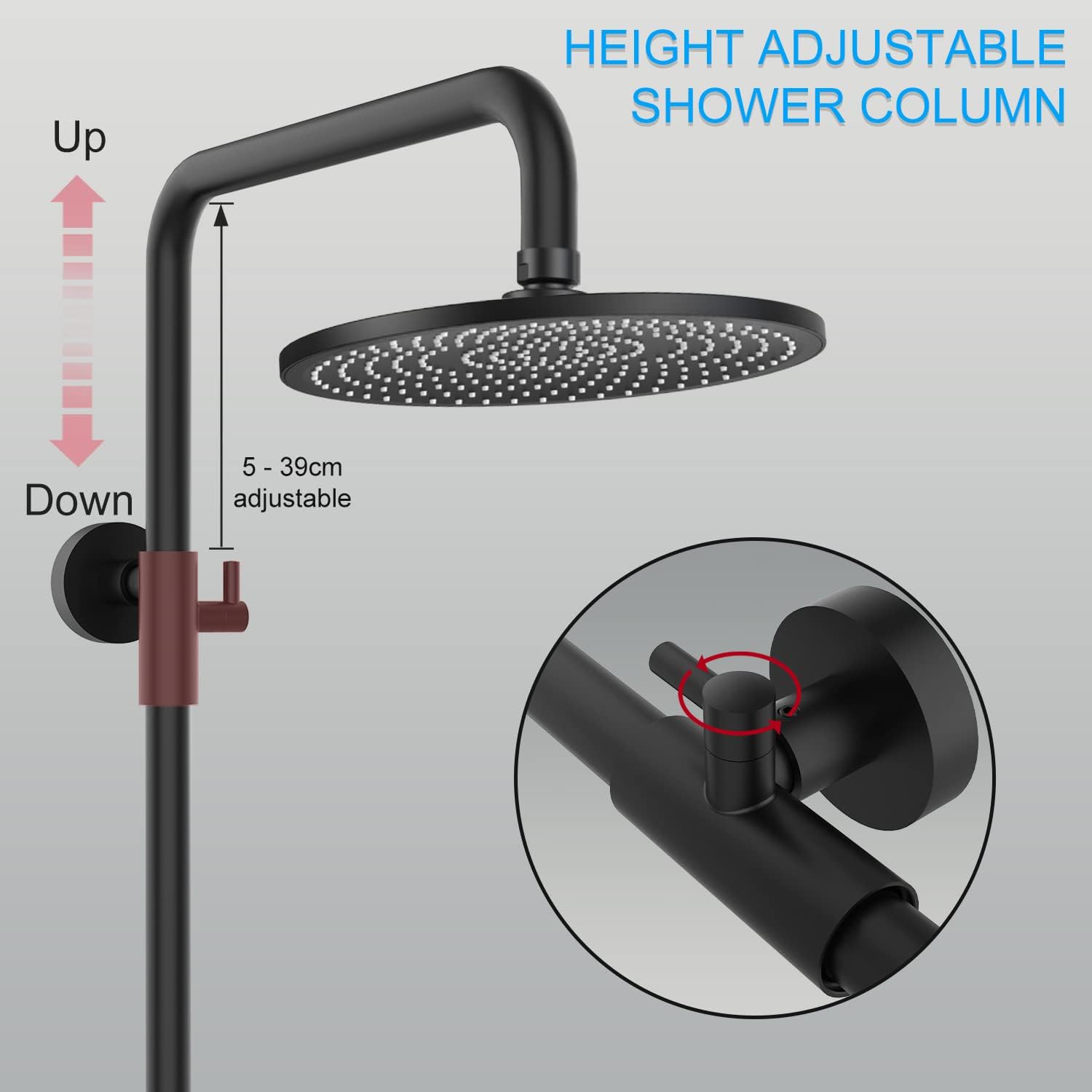 Specifiche sistema doccia Rainsworth ELITE EDITION BSE1603: colonna regolabile in altezza
