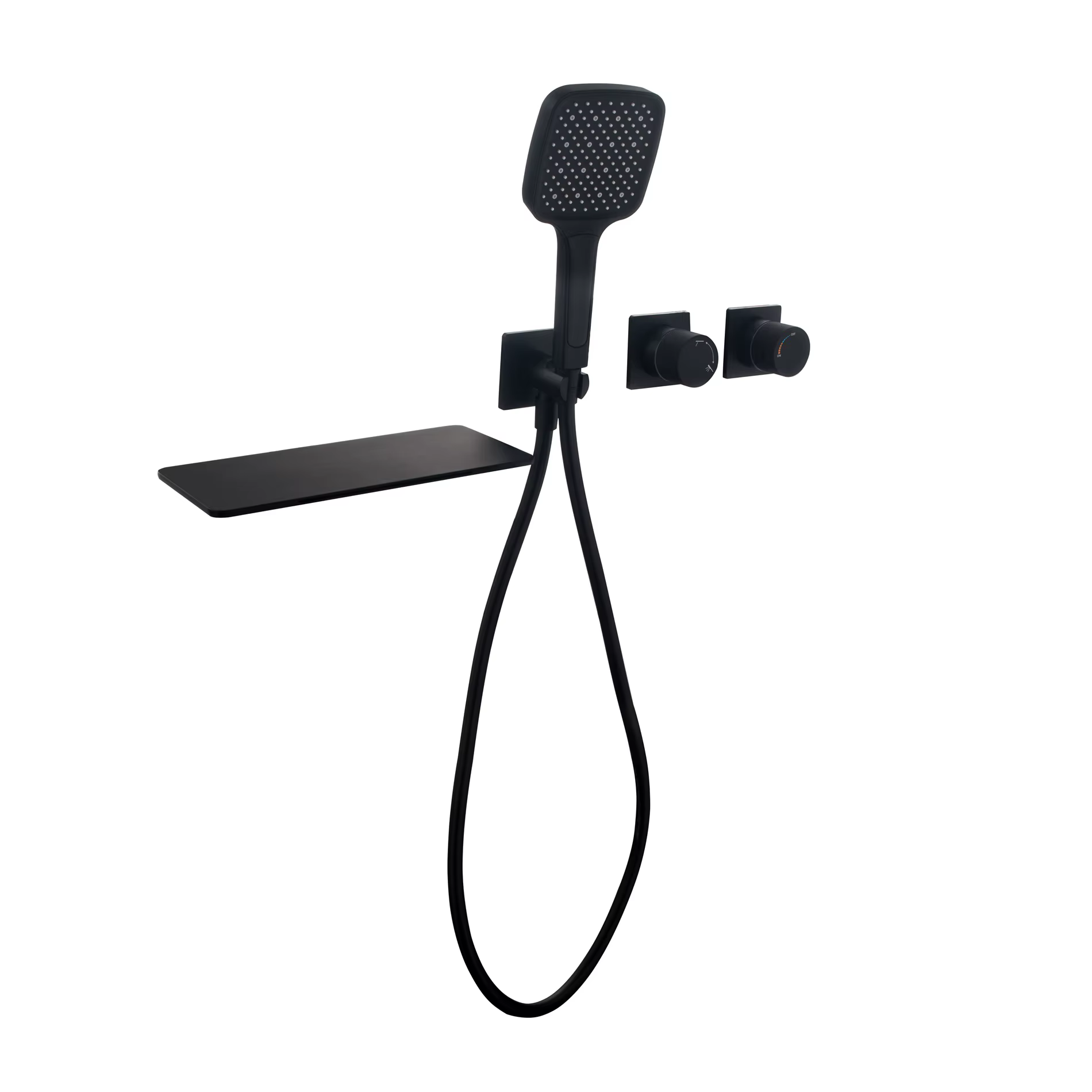Rubinetto vasca in rame da incasso con LED nascosto ELITE EDITION BSC1669, variante nero opaco