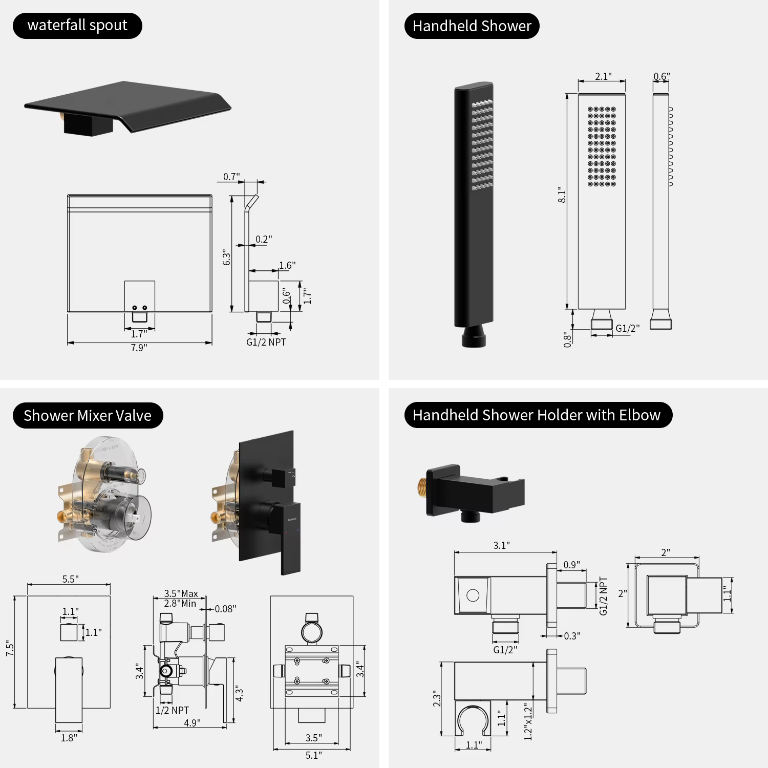Schema tecnico per il montaggio a parete del sistema doccia ELITE EDITION BSW1678