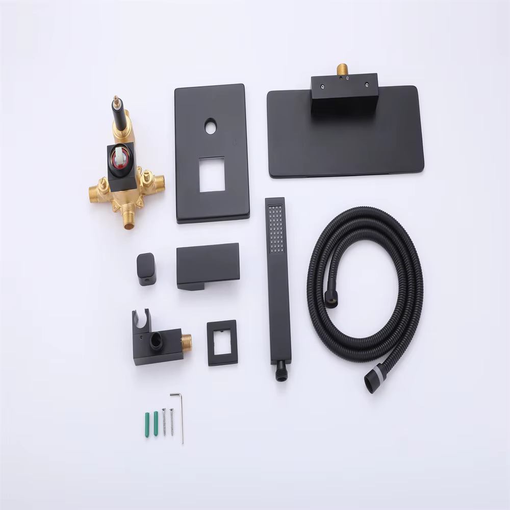 Miscelatore vasca a parete a cascata nero opaco ELITE EDITION BSW1680 — set di componenti