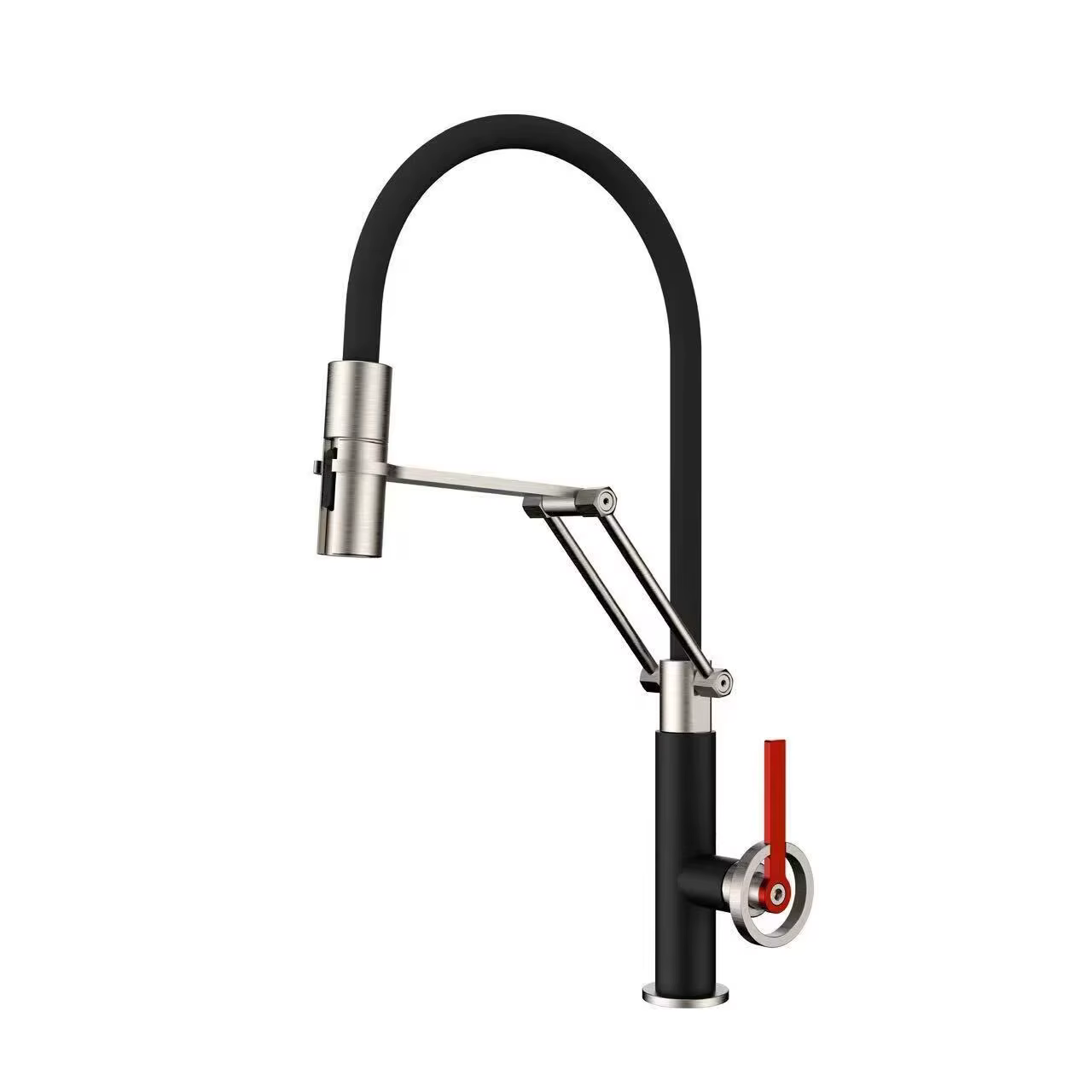 Miscelatore da cucina ELITE EDITION KF1691 nero opaco e nichel spazzolato con leva rossa