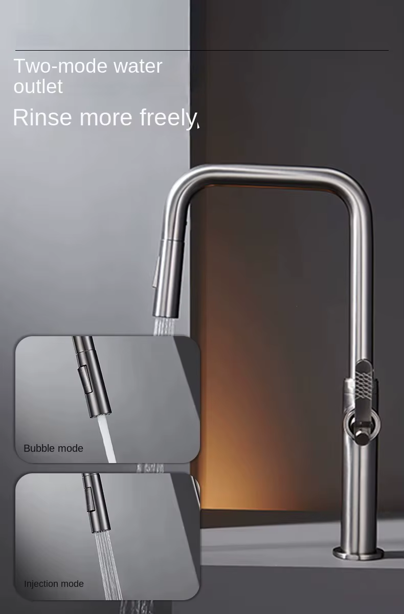Rubinetto estraibile in acciaio inox 304 ELITE EDITION KF1692: erogazione a due modalità