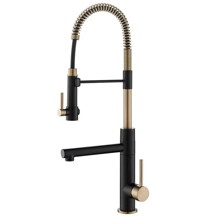 Miscelatore in acciaio inox 304 da piano ELITE EDITION KFD1693 con finitura nero opaco e oro
