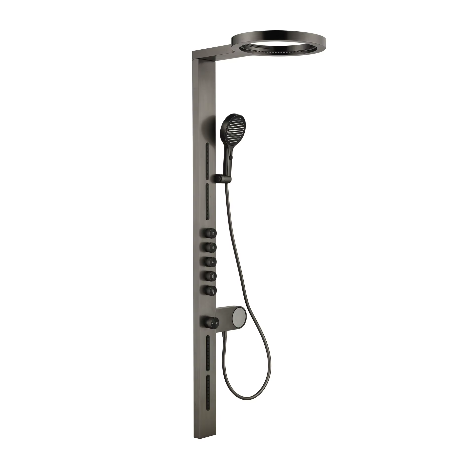 Bathroom Brass Digital-display Modern Minimalist Shower Faucet Set Brushed-gold Dual-function Large Ceiling-mounted Wall-mounted