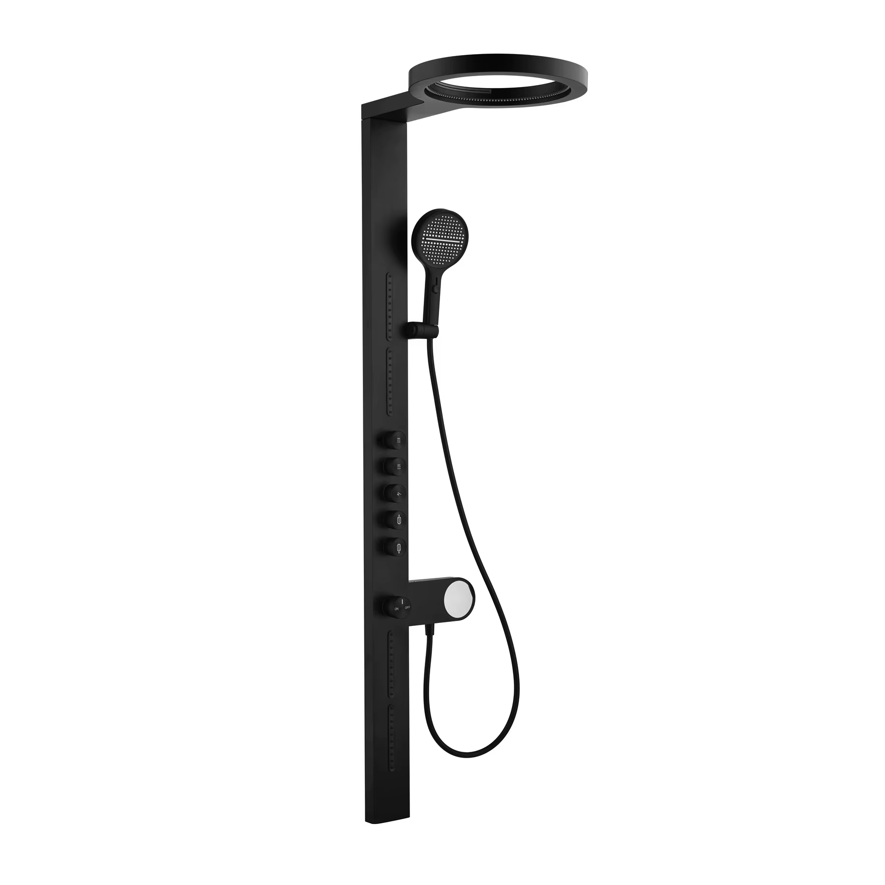 Bathroom Brass Digital-display Modern Minimalist Shower Faucet Set Brushed-gold Dual-function Large Ceiling-mounted Wall-mounted
