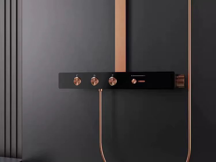Dettaglio barra di comando ELITE EDITION BSW1727 nero e oro rosa spazzolato