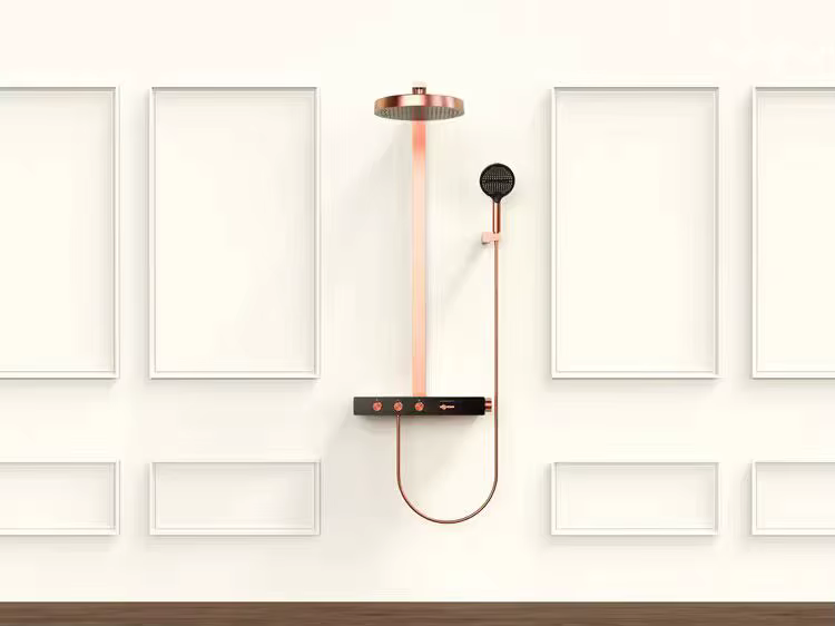 Sistema doccia termostatico ELITE EDITION BSW1727 su parete bianca pannellata