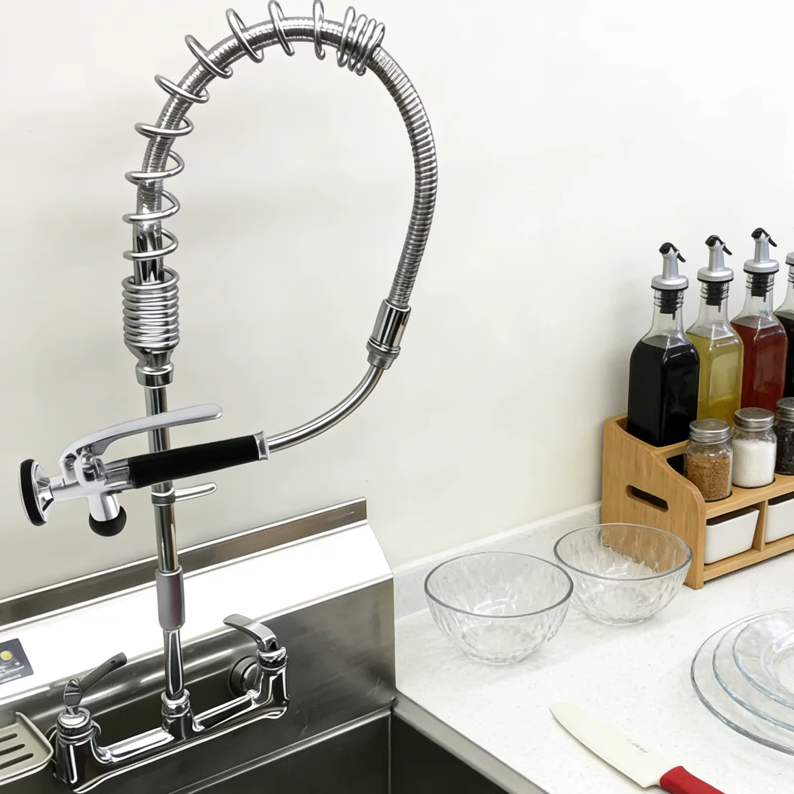 Rubinetto da cucina con doccetta ELITE EDITION KFH1355 — tubo flessibile e molla cromata