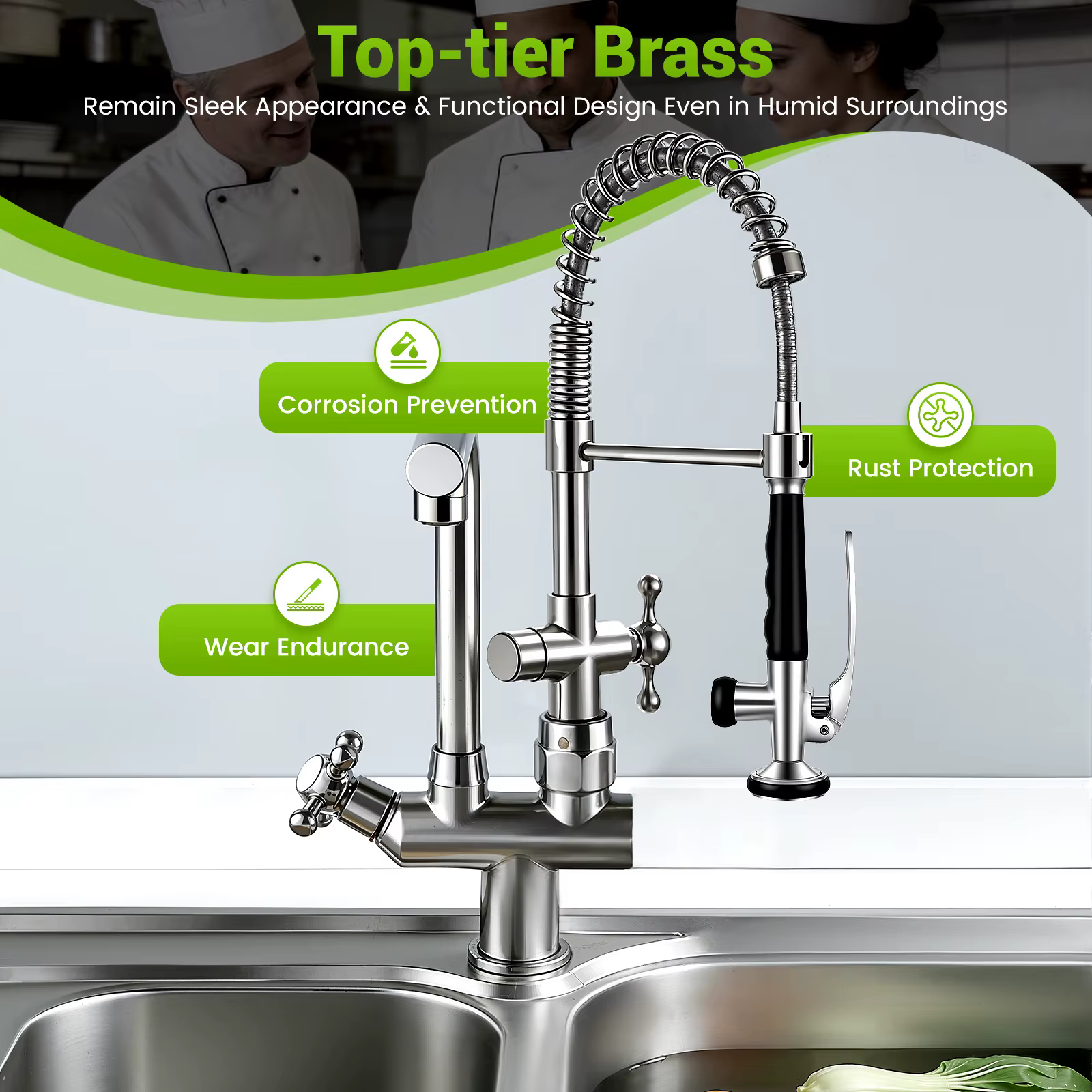 Specifiche doccetta per lavello ELITE EDITION KFH1355: corpo cromato, presa nera e leva lunga