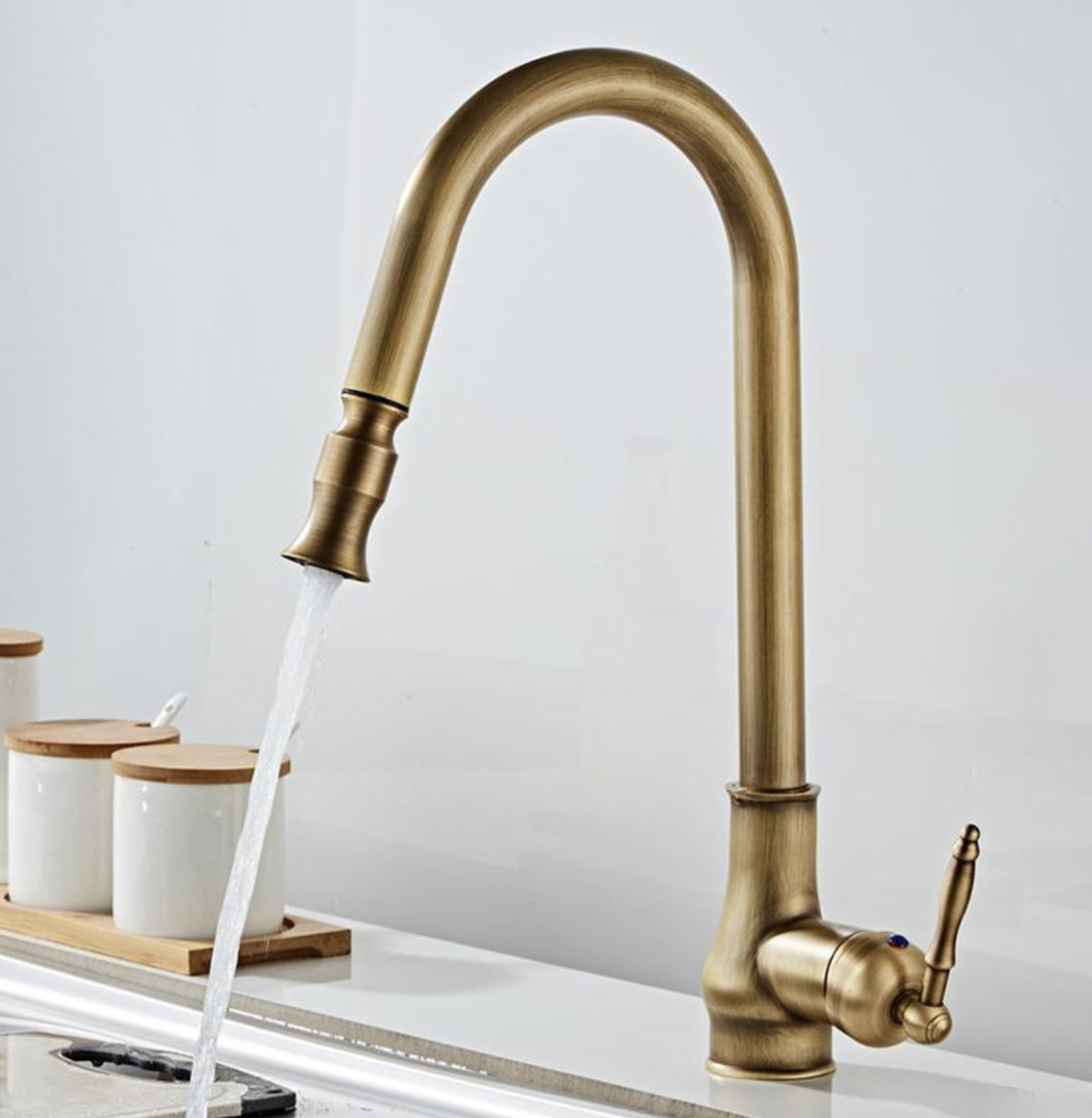 Rubinetto da cucina antico EYN AQ1343 in ottone anticato spazzolato