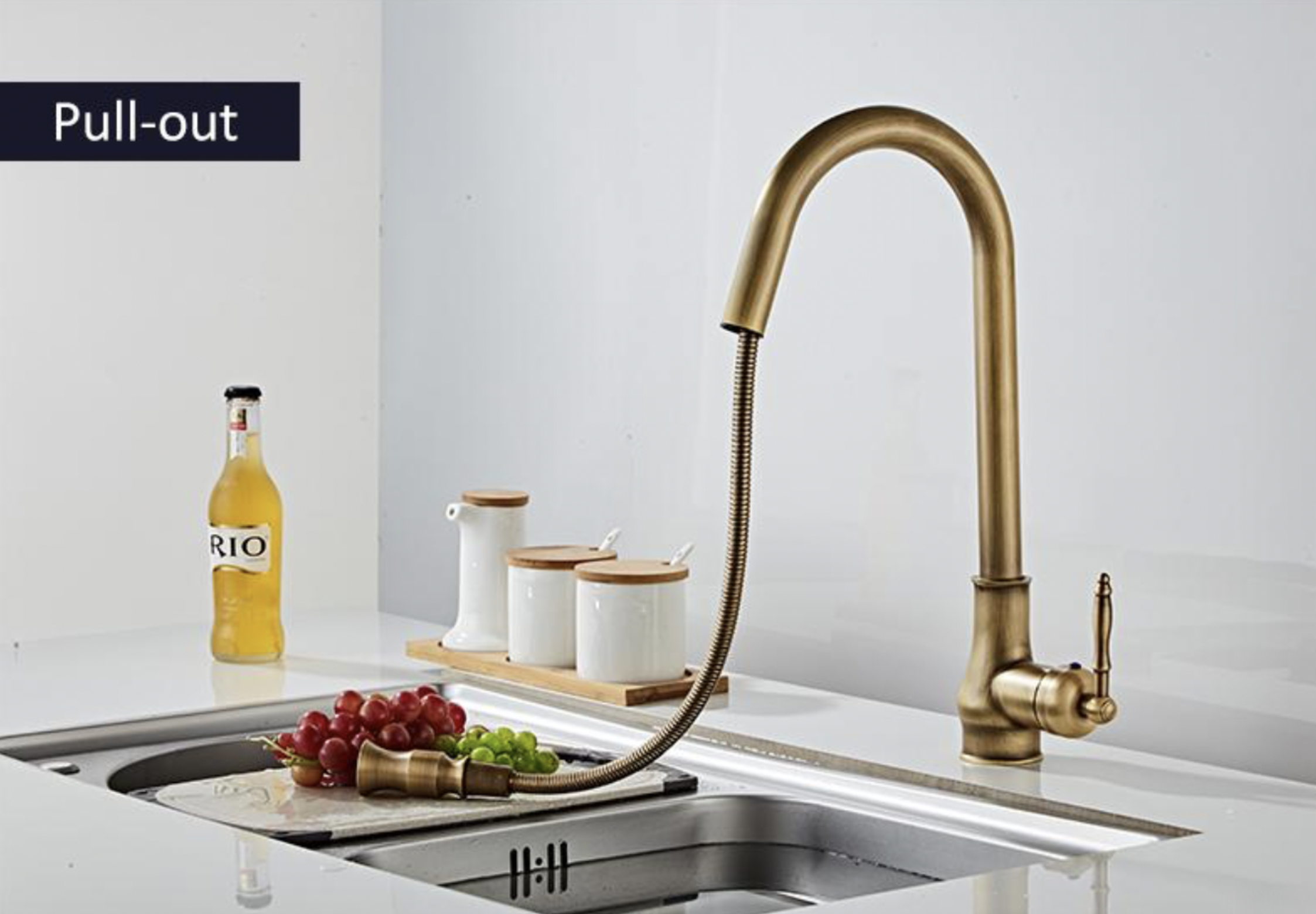 Rubinetto da cucina antico EYN AQ1343 — doccetta estraibile