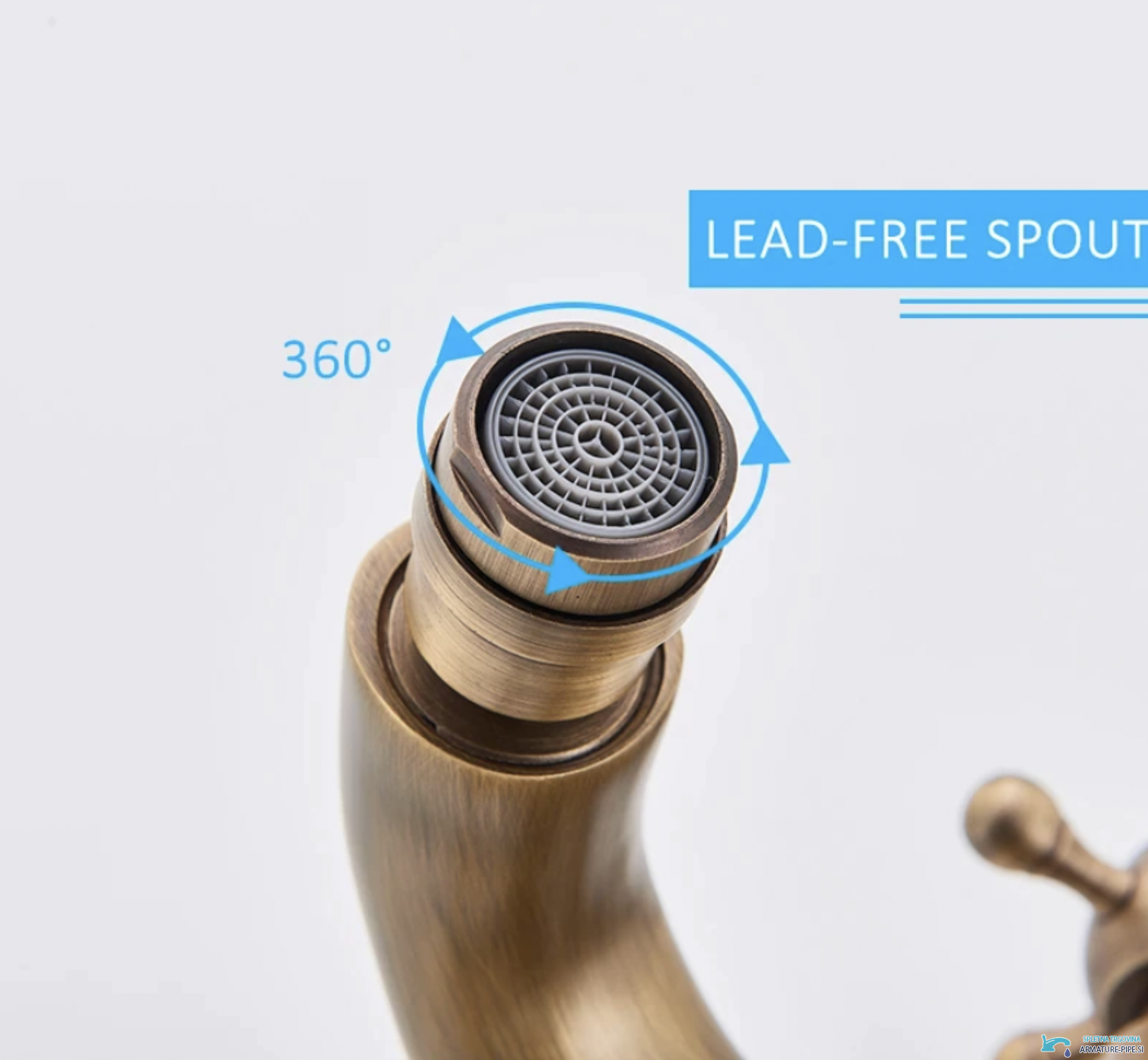 Specifiche del rubinetto bidet AQB1144: aeratore girevole a 360 gradi