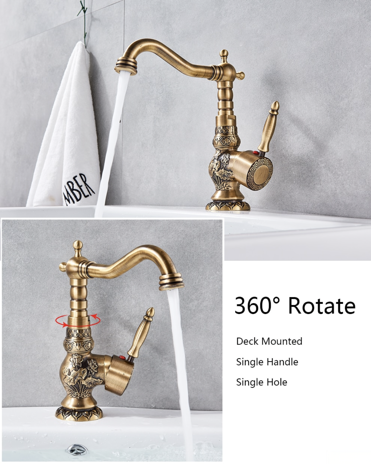 Rubinetto AQB1600: girevole a 360°, monocomando e installazione monoforo